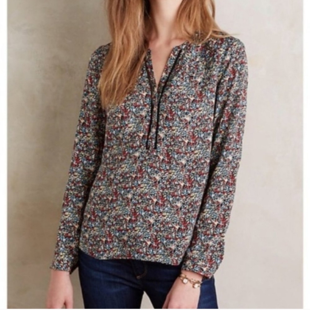 Anthropologie Meadow Rue Luana Popover Floral Top